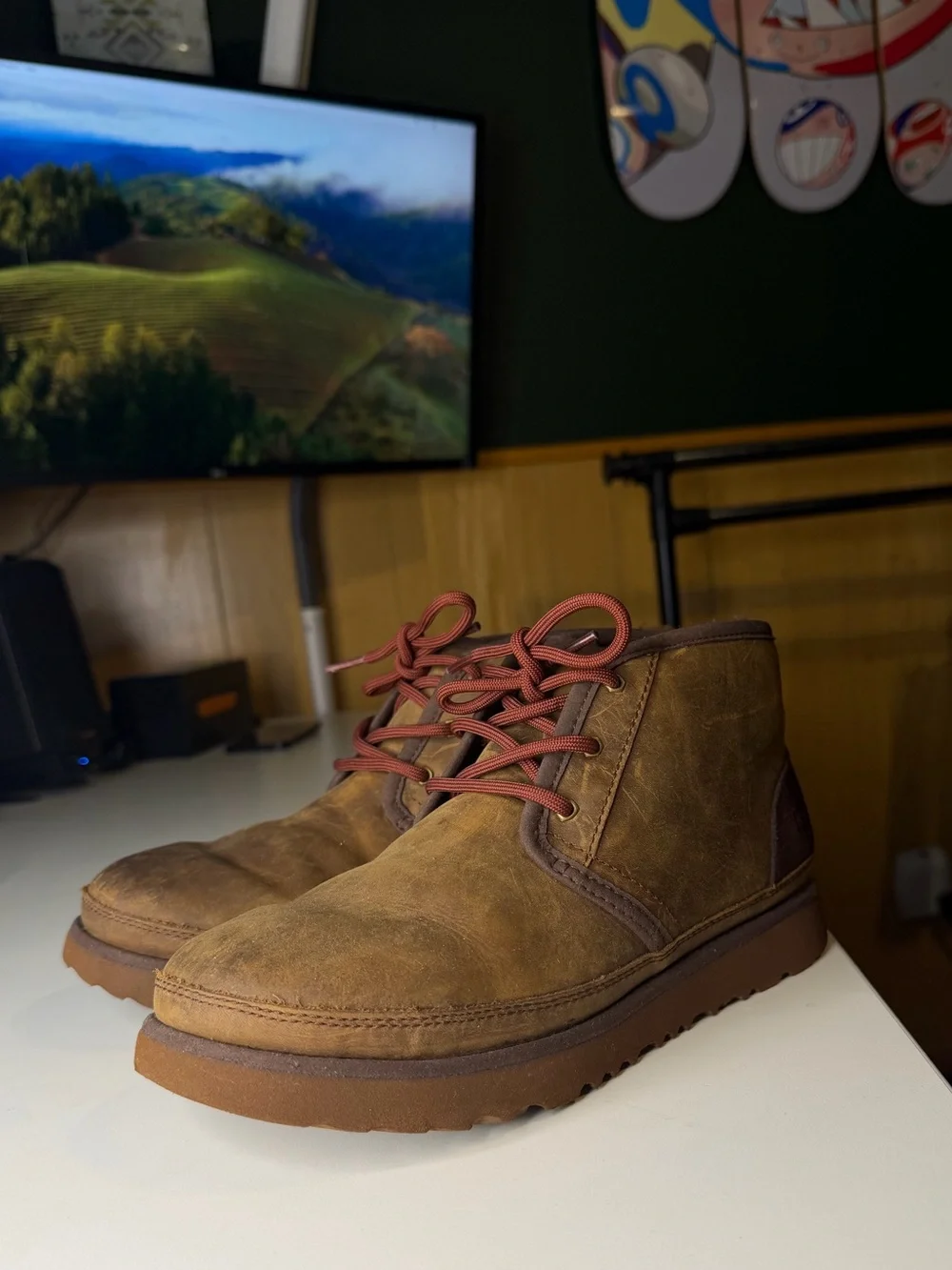 UGG Mens Neumel II Waterproof Wool Lined Chukka Boot Grizzly Brown Size 6